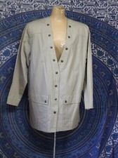 Women's Vintage 1980s Oversized Khaki Cotton Canvas Jacket Coat by Alex Size 14
