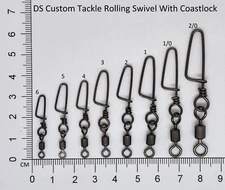 Coastlock Rolling Fishing Snap Clip Swivel  50 pcs  size 2/0 to 6