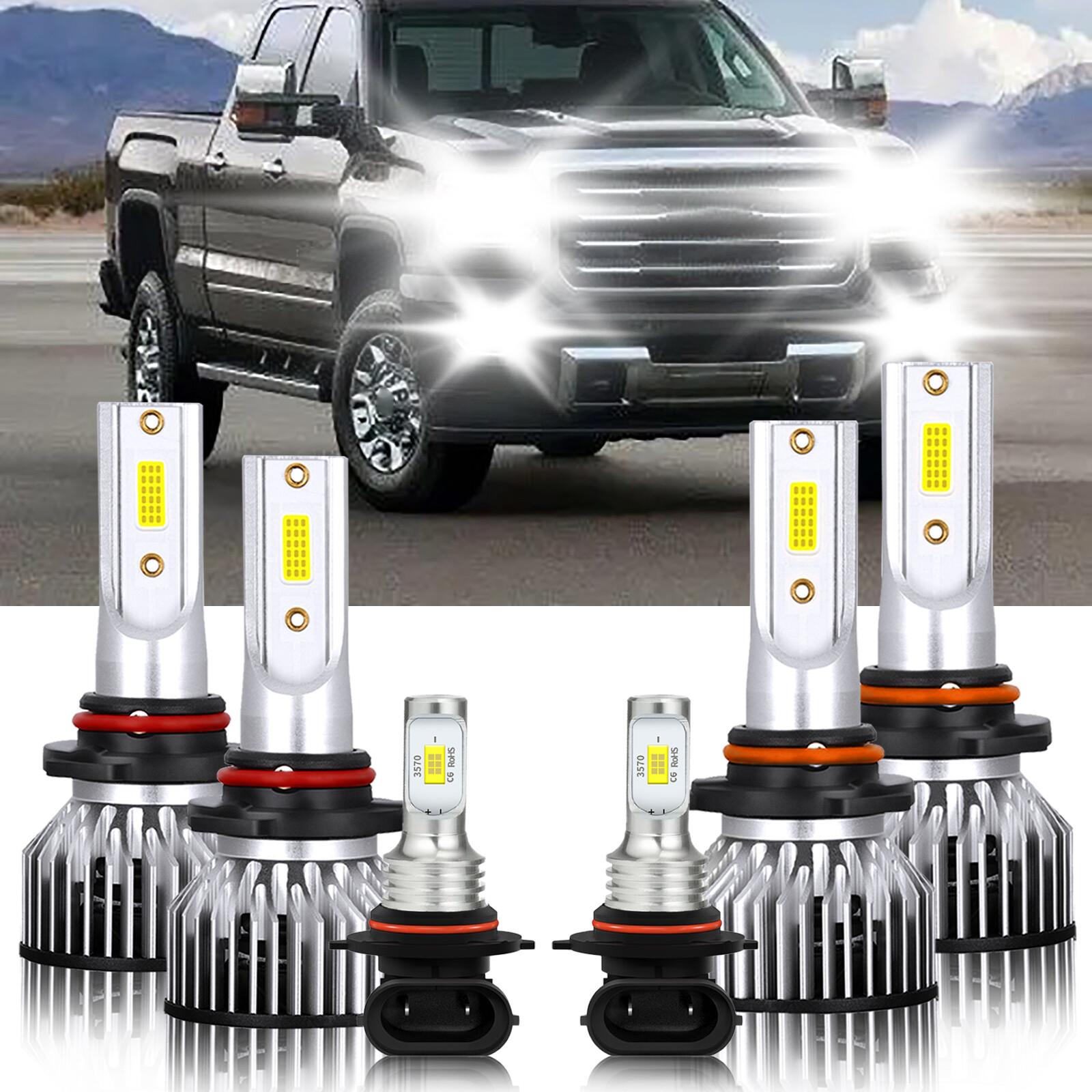 6x LED Headlight High Lo Fog Light Bulb For GMC Sierra 1500 Classic 2007-2007
