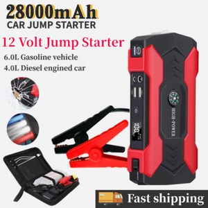 28000mAh 12V Car Jump Starter Portable USB Power Bank Battery Booster Clamp 800A