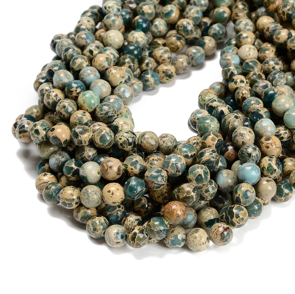 Natural Snake Skin Jasper Smooth Round Beads 4mm 6mm 8mm 10mm 15.5'' Strand - Image 2 of 4