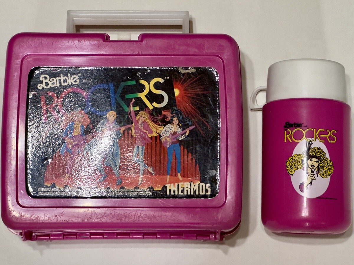 Vintage BARBIE The ROCKERS THERMOS Lunch Box with Thermos 1987