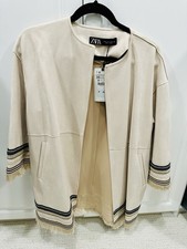 NWT Women  s Zara Suede Embroidered Jacket Size XS - Fits Like S/M