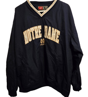 Vintage Proplayer Pullover Jacket Notre Dame Irish Side Zip One Side Col. D Blue