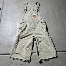 Pooh Overalls Womens Medium Beige Winnie The Pooh Embroidered Raw Hem Disney