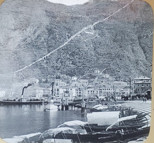 Lake Como And Village, Italy c1920's Magic Lantern Glass Slide
