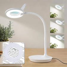 Magnifier Desk Lamp, Flexible Gooseneck, 2-in-1 Magnifying Glass 3X 6X Led Work