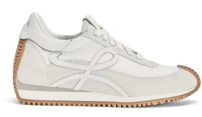 LOEWE Flow Runner Sneakers EU 40 (US 9.0) White Nylon Suede Leather Gum Sole EUC