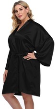 Womens Plus Size Satin Kimono Robes Short Silk Bathrobe Bridesmaid Wedding