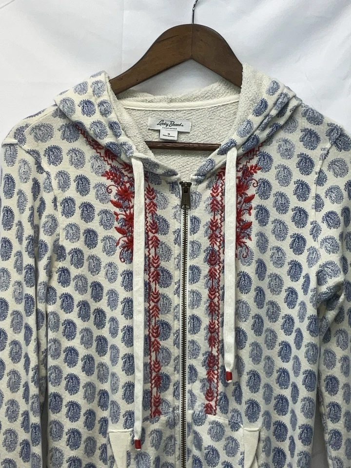 Sudadera con Capucha Cremallera Completa Lucky Brand Mujer Y2K Talla S Boho Festival Hippie 08 Foto 3 de 4