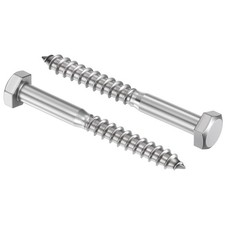 20 Pcs M6x55mm Stainless Steel 18-8 304 Hex Head Lag Screws Silver