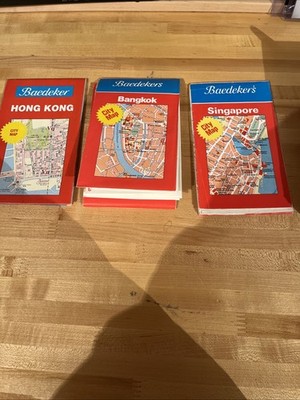 Baedeker Lot of 3 Maps Hong Kong, Bangkok and Singapore