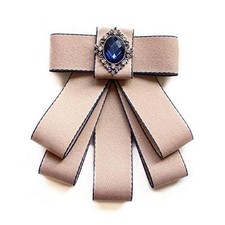 Professional Stewardess student groom adjustable fabric diamond bow tie Khaki