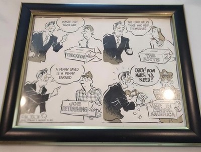 Steve Lindstrom editorial cartoonist Duluth News-Tribune & Herald comic framed 