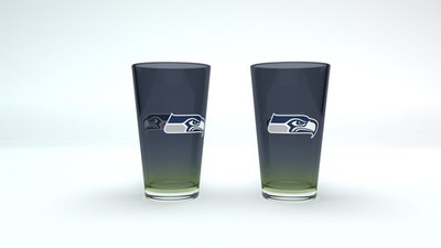 Seattle Seahawks NFL 2er Set Trinkgläser mit Logo und Farbverlauf 470ml