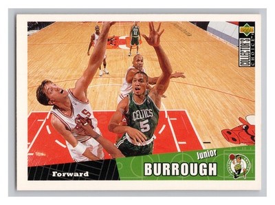 1996 Upper Deck NBA Basketball Card #207 Junior Burrough Celtics Vs Bulls Action