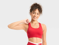 All In Motion Women's Seamless Medium Support Racerback Sports Bra Red Small NWT