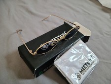 MEETSUN Oval Gold Frame Sunglasses with Case