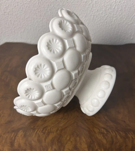 Vintage Milk Glass Stars and Moon 8-inch Pedestal Bowl MCM