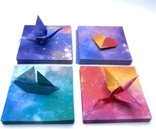Origami Kit, 400 Sheets Double-Sided Galaxy Pattern Origami Paper with 100 Sheet