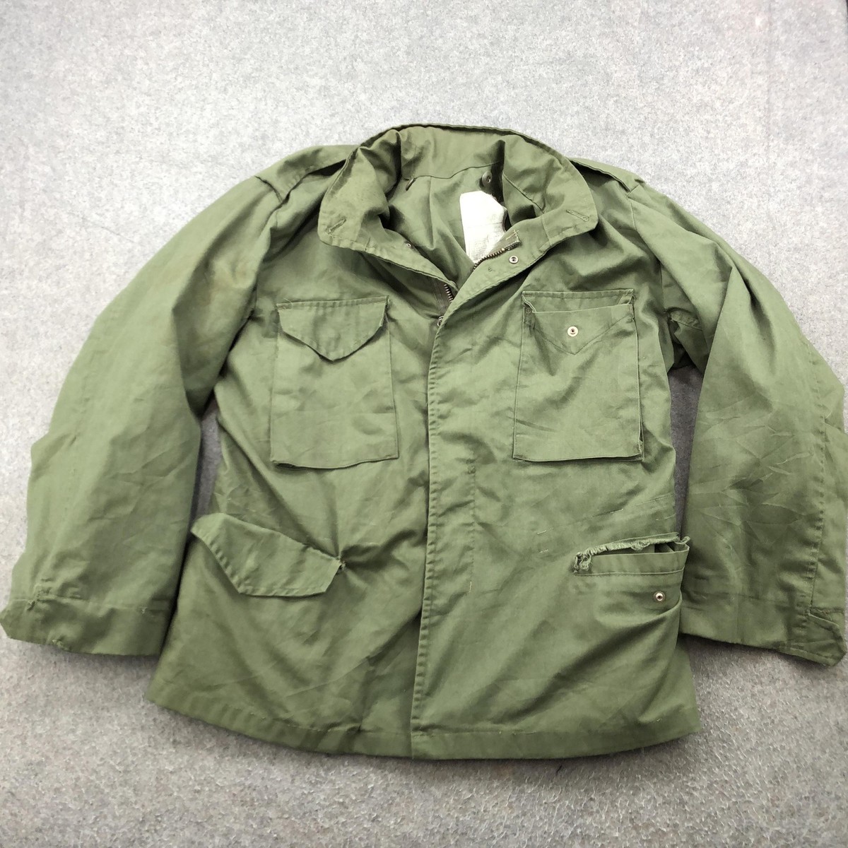 Vintage M65 Field Jacket Mens Medium Green Cold Weather Coat Army