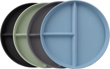 9 Inch Portion Control Plates Set, 4 Pcs Divided Plates for Adults, round Bariat
