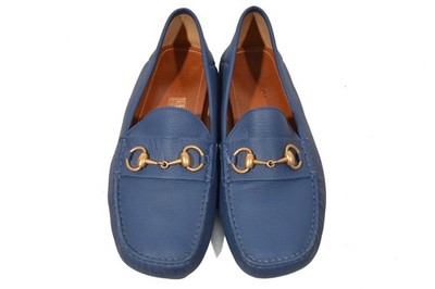 GUCCI Horsebit shoes loafers US9.5 /9UK blue 548604 loro piana tomford AUTHENTIC