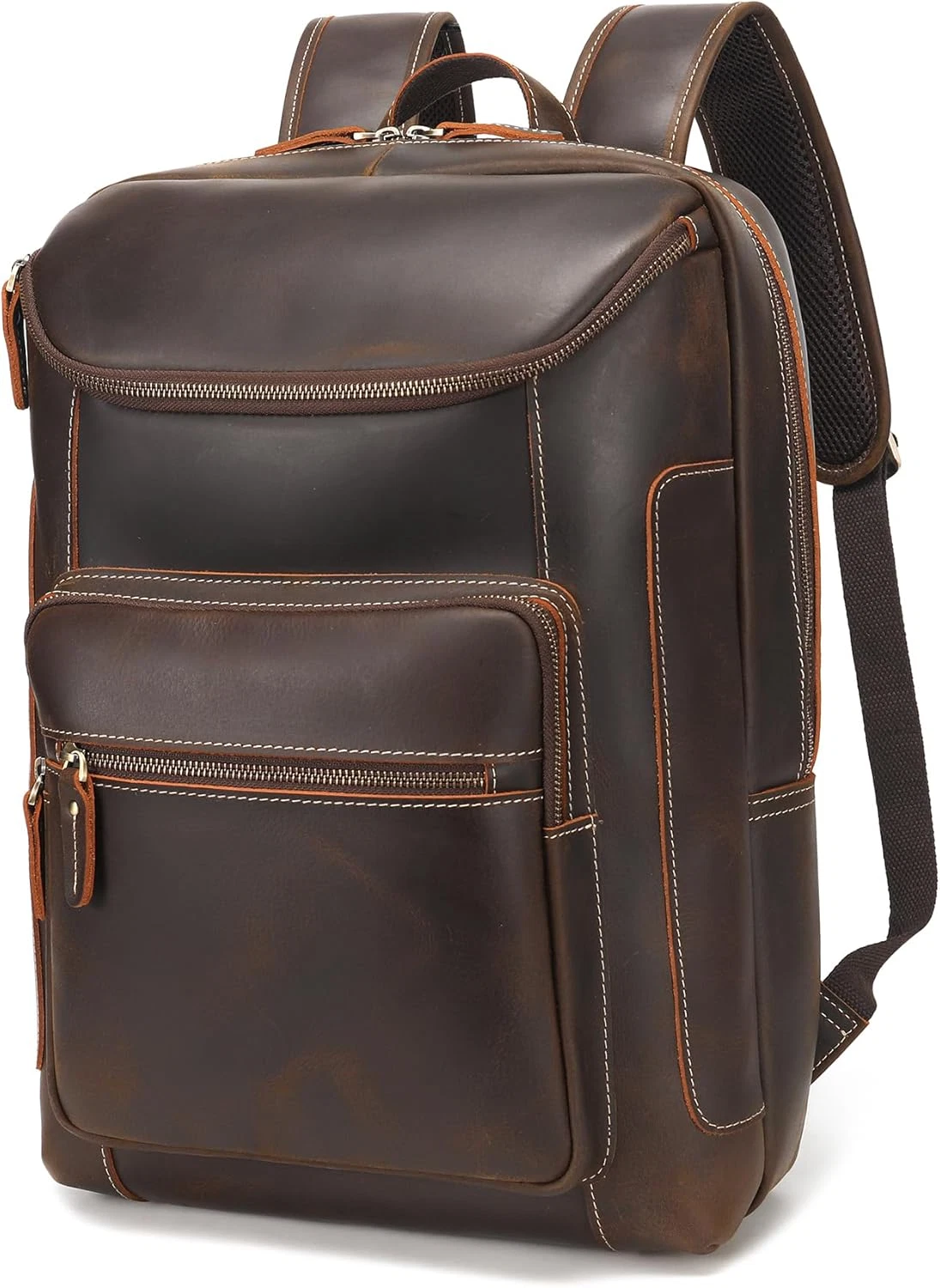Stylish Men's Leather 17" Laptop Backpack - Casual Travel Rucksack