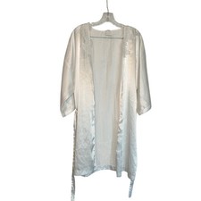 Vintages California Miss Robe Lingerie White Floral Lace Trim Polyester Large