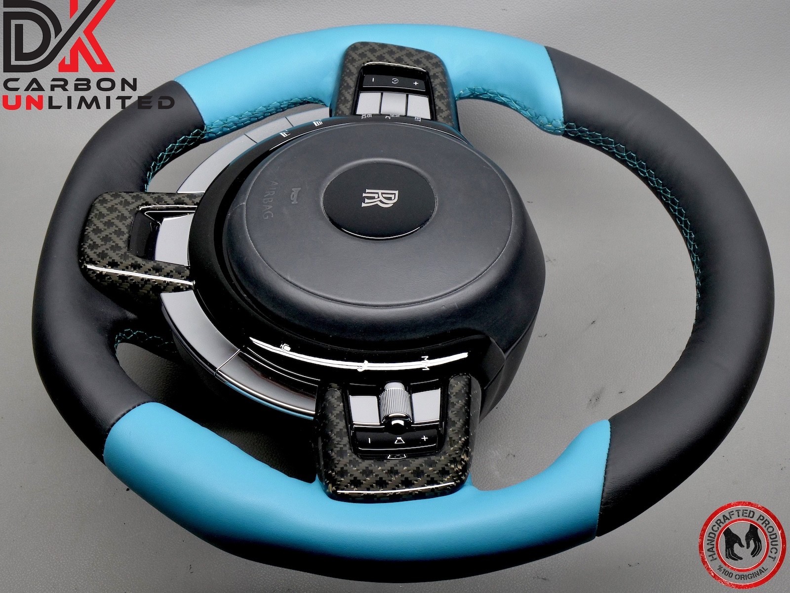 Rolls Royce Ghost Thick Flat Bottom Two Tone Turchese Black Napa Steering Wheel