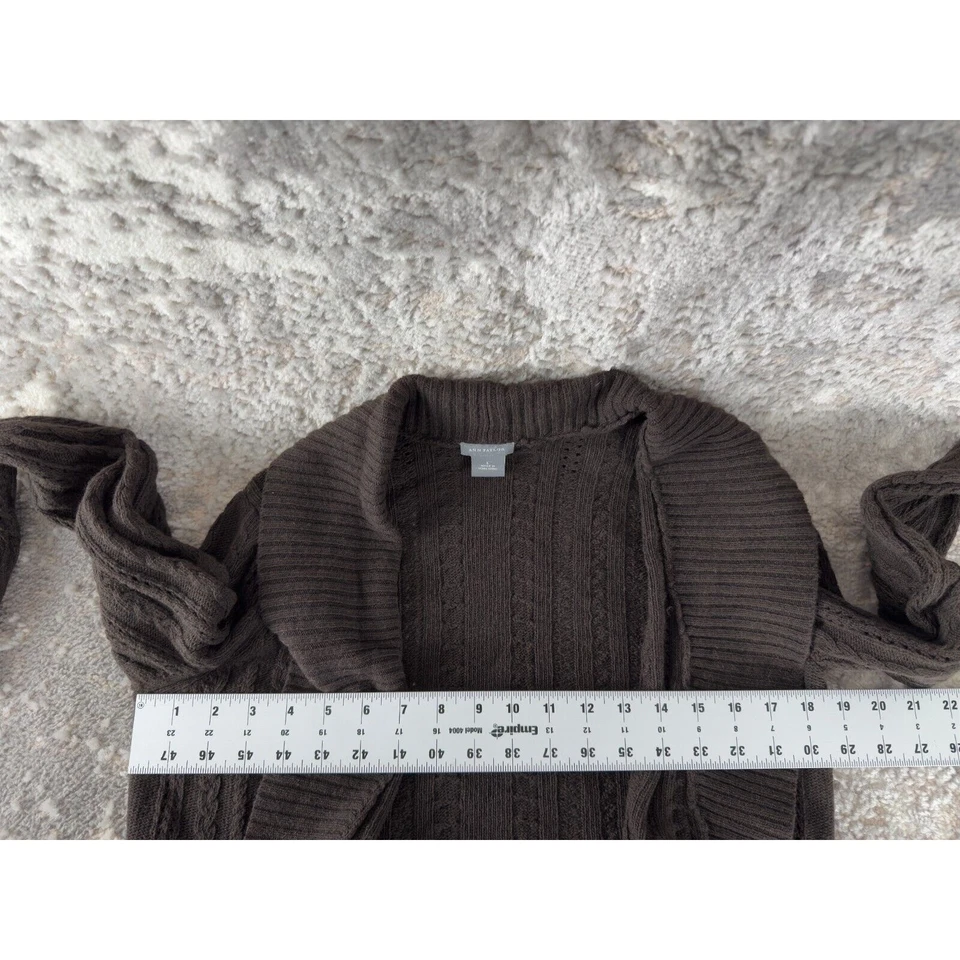 Cardigã Ann Taylor Feminino Tamanho L Cashmere Mescla de Lã Frente Aberta Suéter Marrom - Imagem 4 de 4