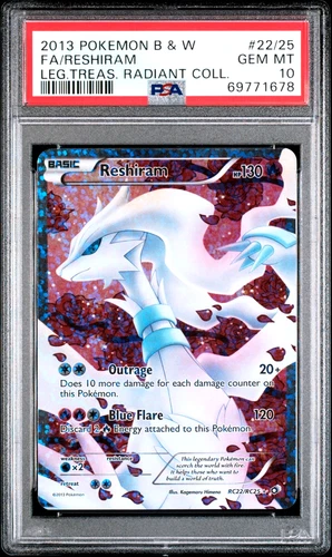 2013 POKEMON FA/RESHIRAM B & W LEGENDARY TREASURES RADIANT COLL #RC22 PSA 10