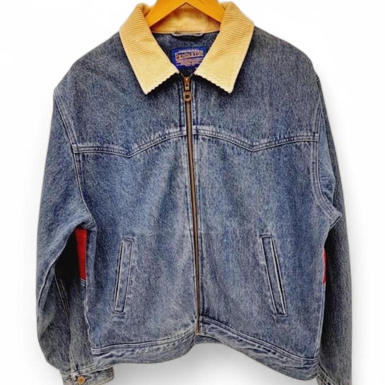 Vintage Pendleton Denim Jacket Aztec Eagle Size M… - image 2