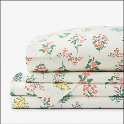 #ad Hawthorne Classic Cool Percale Bed Sheet Set Ivory Multi Twin $55.49