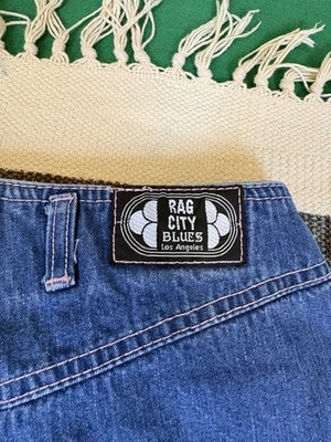 Vintage Rag City Blues Los Angeles Zip Pink stitch Denim Dark Wash Size 26x29 - Image 1 of 4