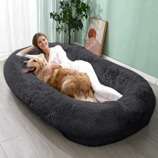 64" Human Dog Bed For Adult Giant Foam Soft Plush Machine Washable Cover Grey