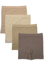 Breezies Women's 4-pack Set Seamless Smoothing Mid-Thigh Short Nude