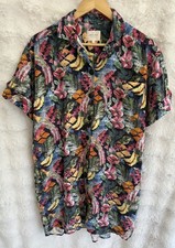 SEZANE Sofia Mini Shirt Dress Linen Blend Tropical Floral Print Size Medium