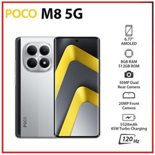 Xiaomi POCO M8 5G 8GB+512GB SILVER Dual SIM Unlocked Android Cell Phone