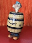 Popeye  Vintage J. Chein tin litho wind-up in a barrel 1930s
