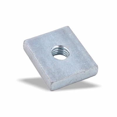 LICHT-ZUBEHOER Nutenstein | Gewindeplatte 19x16x4 mm M6 Gewinde | Stahl galvanisch verzinkt