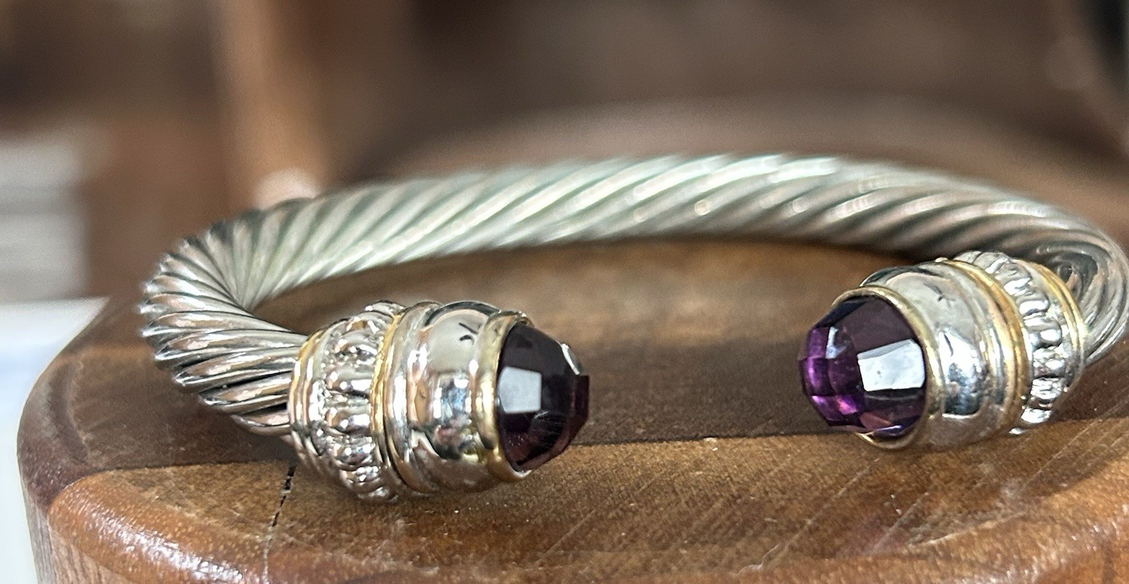 Open Cuff Bracelet With Interchangeable Jewel Tip… - image 9