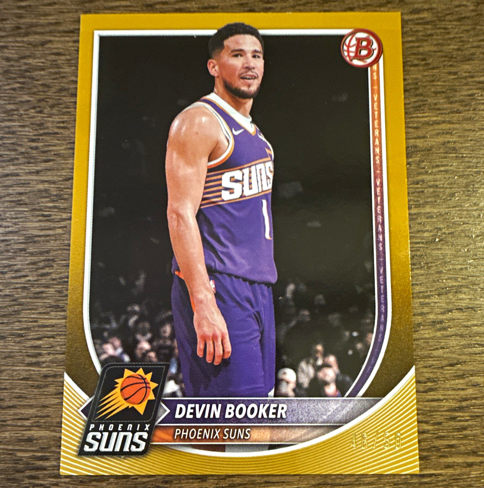 Topps 2025-26 Bowman Devin Booker Phoenix Suns True Gold /50 #124