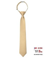 Solid Color Boys Tie Pre-tied Adjustable Kids Necktie for Age 8-12 Champagne