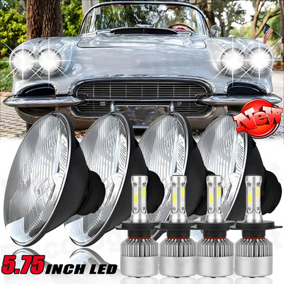 4PCS 5 3/4'' 5.75''GLASS LED Headlights Hi/Lo Beam for Chevrolet Corvette C1 C2 C3