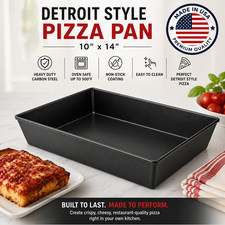 Detroit Style Pizza Pan 10 X 14 inch Authentic Commercial Steel Deep Dish Pan