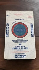 Vintage Cloth Flour Sack 100 Lbs Russell Miller Milling King Mills Occident WOW
