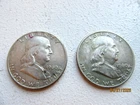 Two (2) 1960-D Franklin Silver Half Dollars
