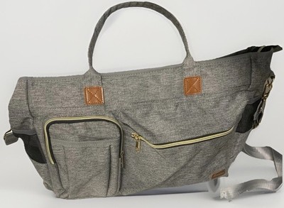 Rabjen Gray Diaper Tote Bag Large Multifunction Travel Baby Bag