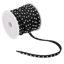 32.8ft Studded Faux Suede Cord Rope for Jewelry Making, Black Silver